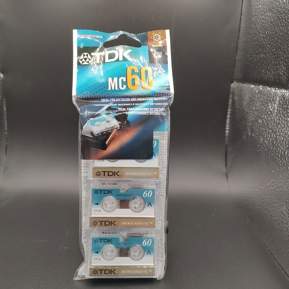 New Factory Sealed 1998 TDK MC-60 MC60 Microcassette  60 Minutes 3‎ Tapes